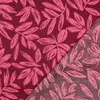 Baumwoll Satin "Leaves" - bordeaux