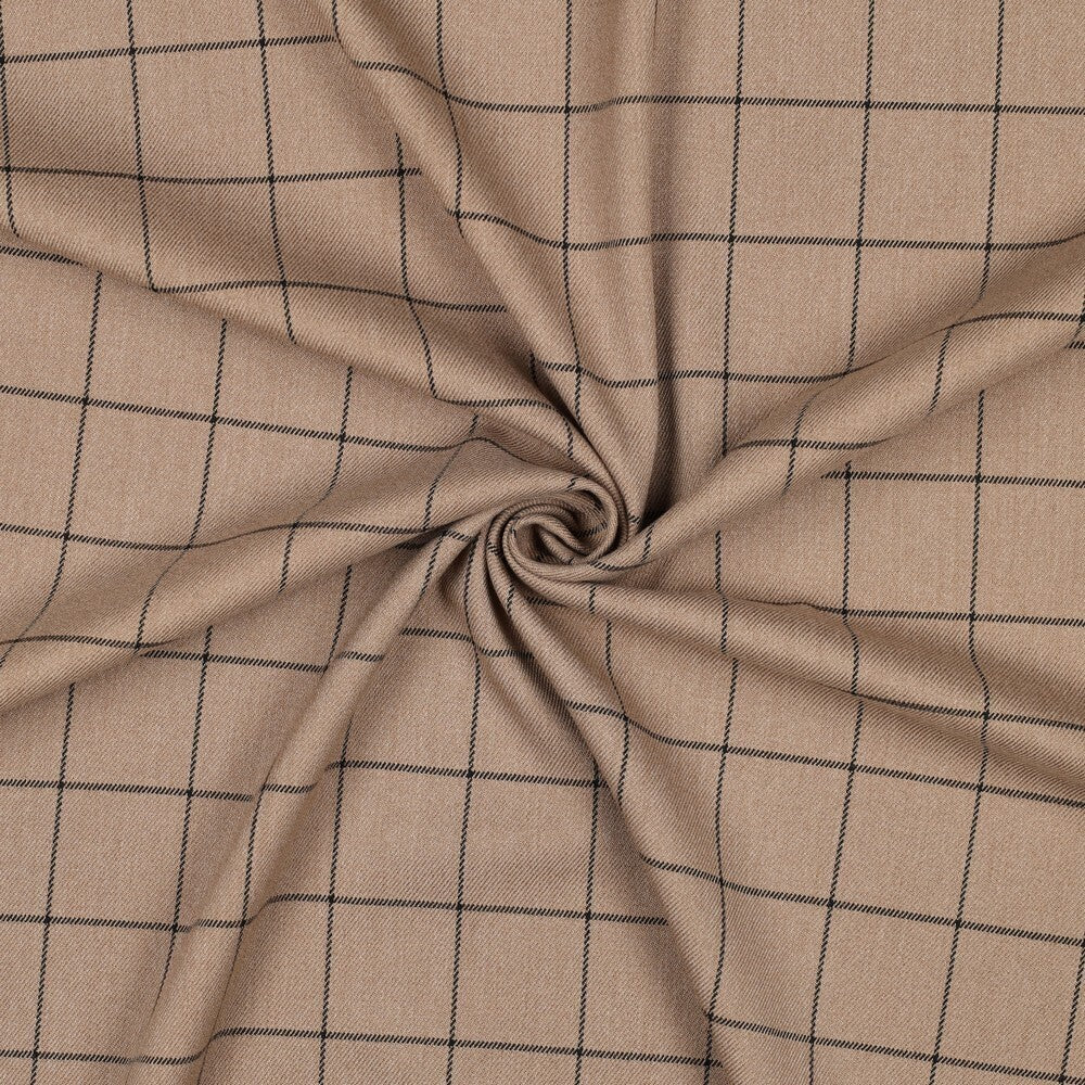 Viskosegemisch "Check" - beige/schwarz