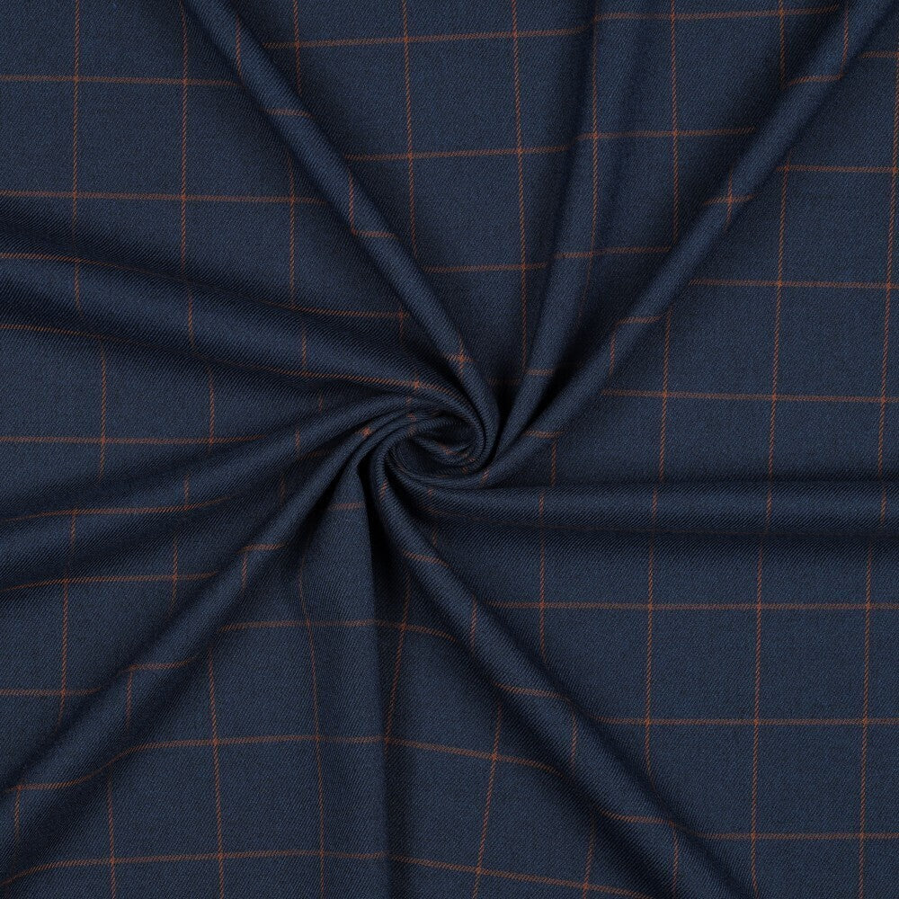 Viskosegemisch "Check" - dark denim/camel