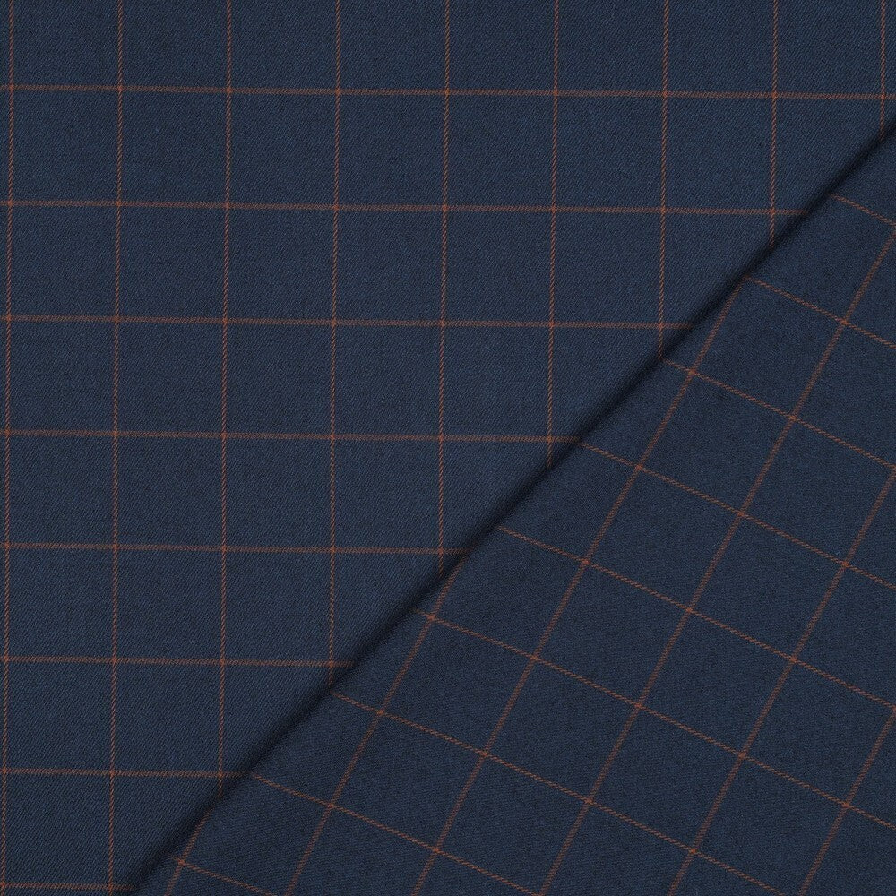 Viskosegemisch "Check" - dark denim/camel