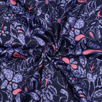 Baumwoll Satin "Flowers" - blau