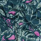 Baumwoll Satin "Flowers" - grün