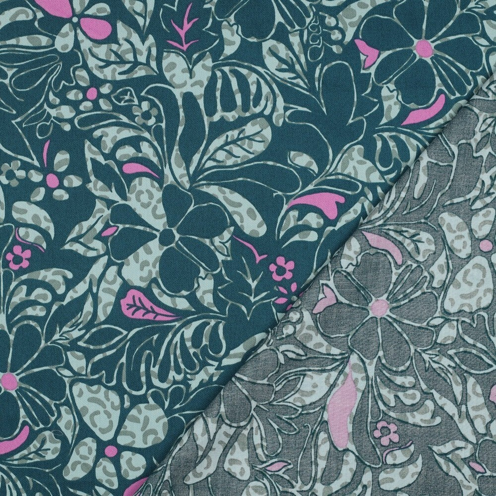 Baumwoll Satin "Flowers" - grün