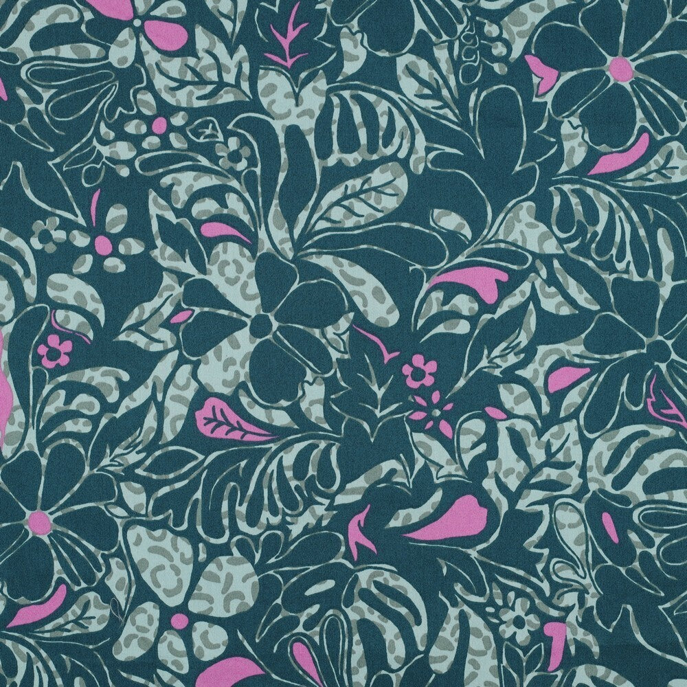 Baumwoll Satin "Flowers" - grün