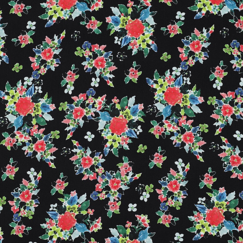 Viskose Blümchen - schwarz (LENZING™ ECOVERO™)
