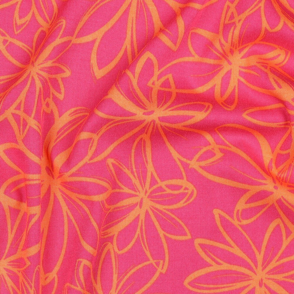 Viskose Stretch Twill "Flowers" - pink