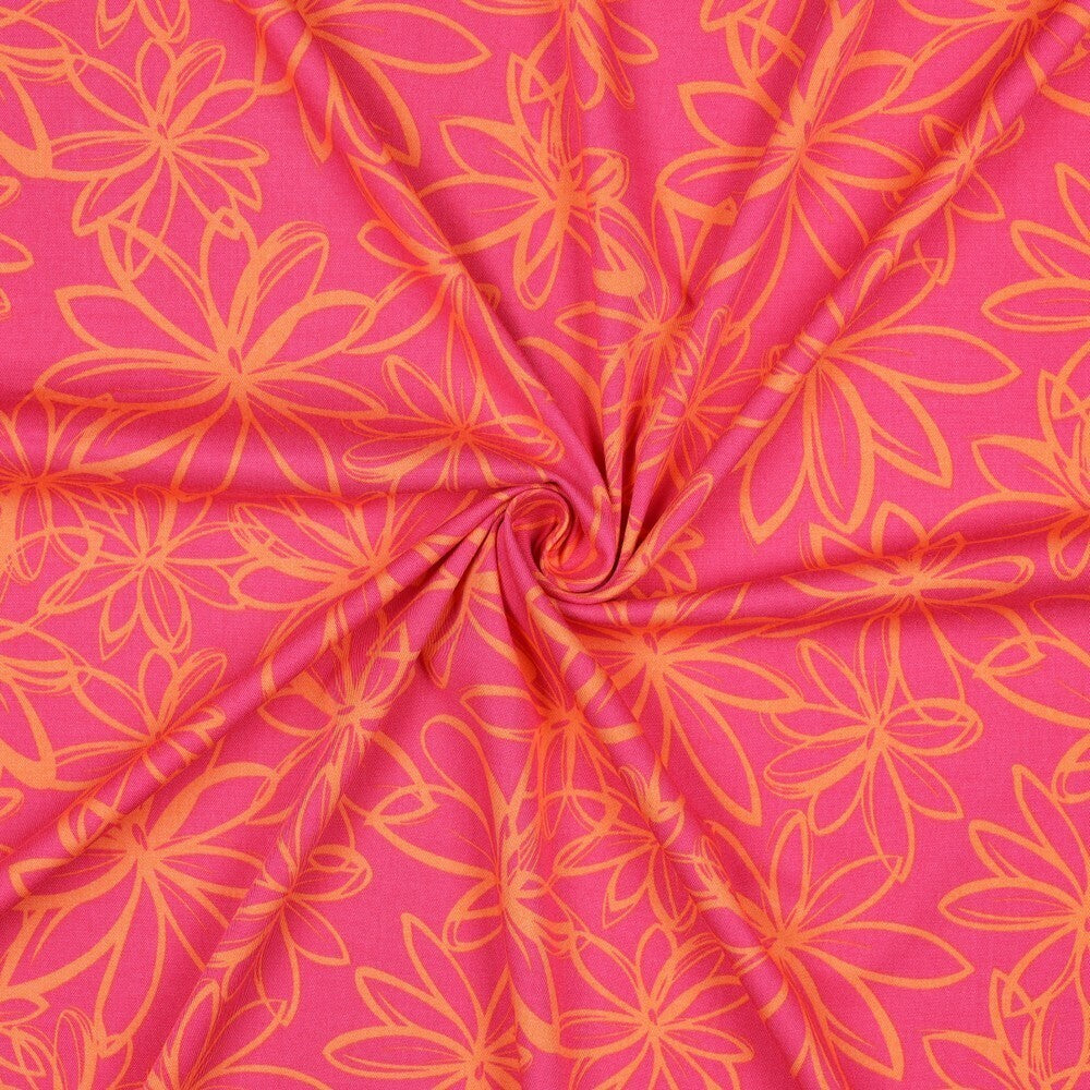 Viskose Stretch Twill "Flowers" - pink