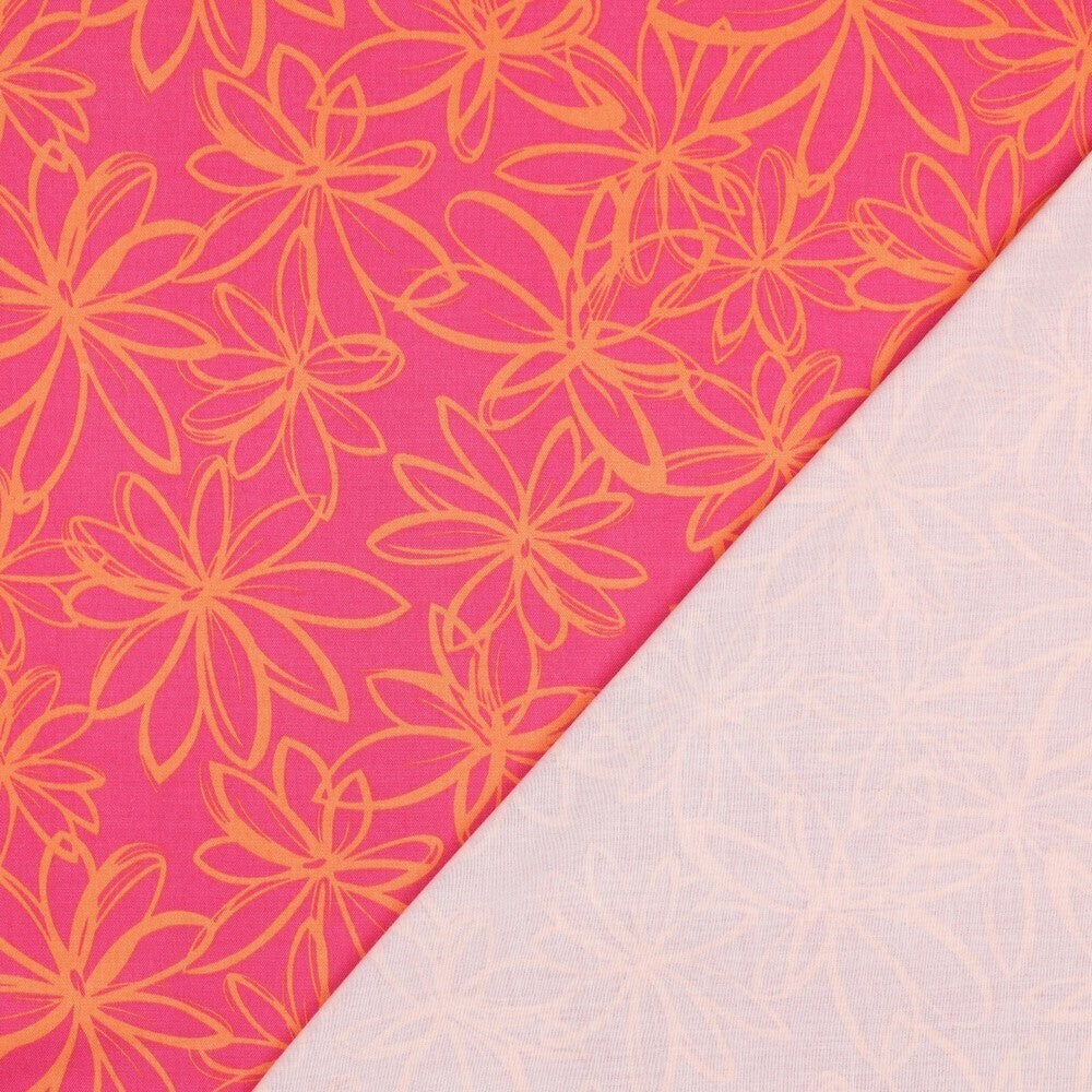 Viskose Stretch Twill "Flowers" - pink