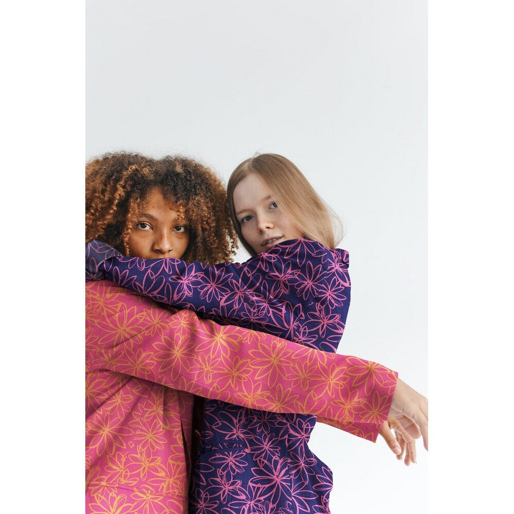 Viskose Stretch Twill "Flowers" - blau