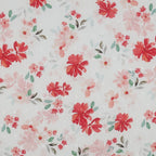 Viskose Dobby mit Blumenmuster - weiß/rot