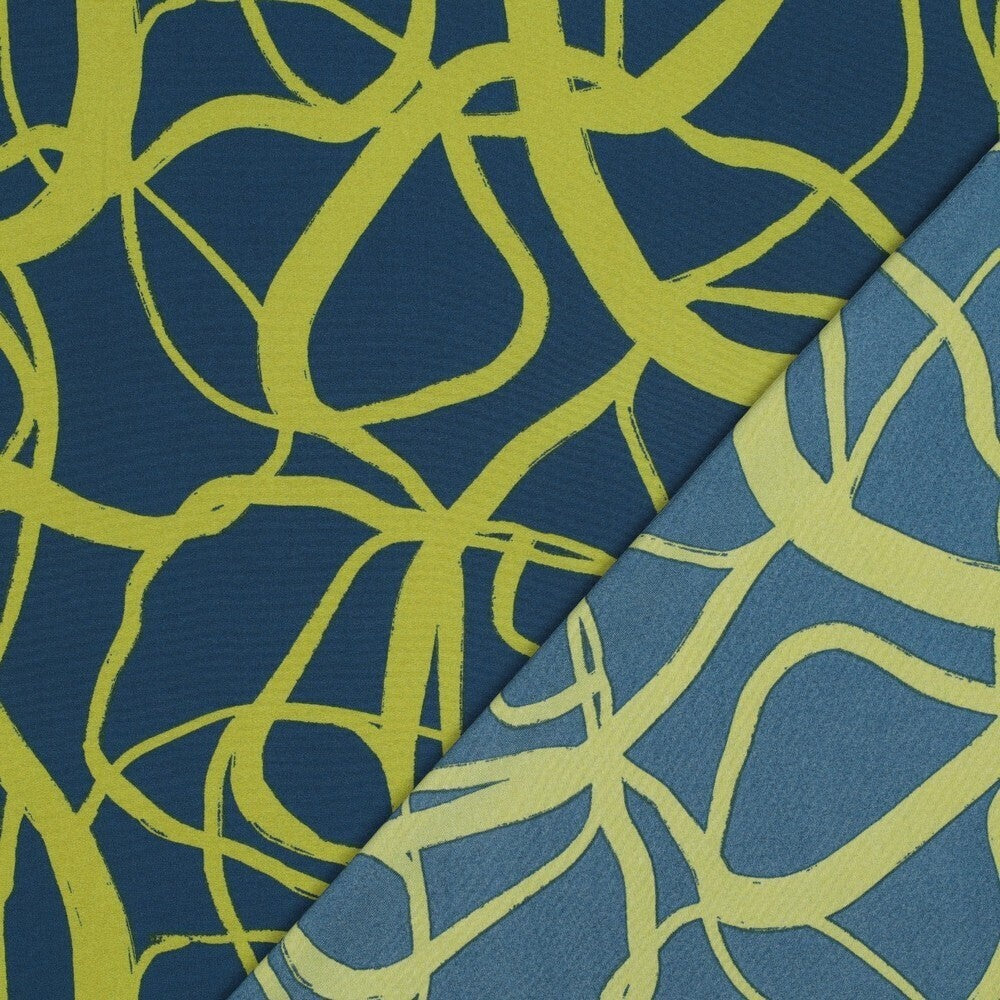 Webware Stretch abstrakt floral - petrol/oliv