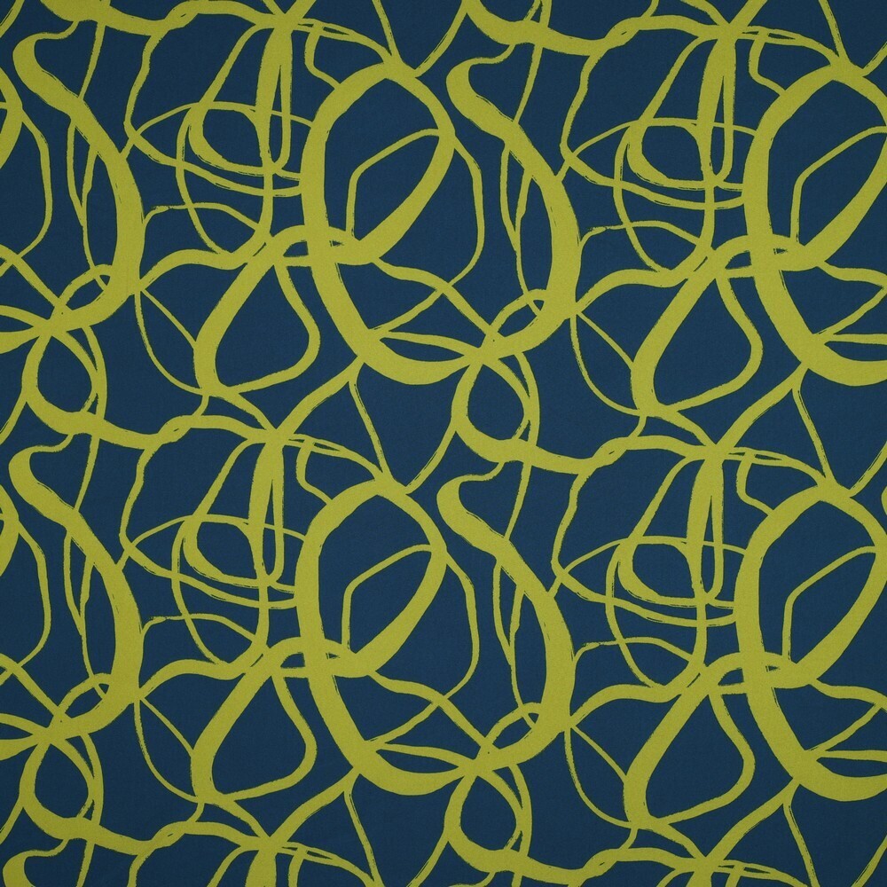 Webware Stretch abstrakt floral - petrol/oliv