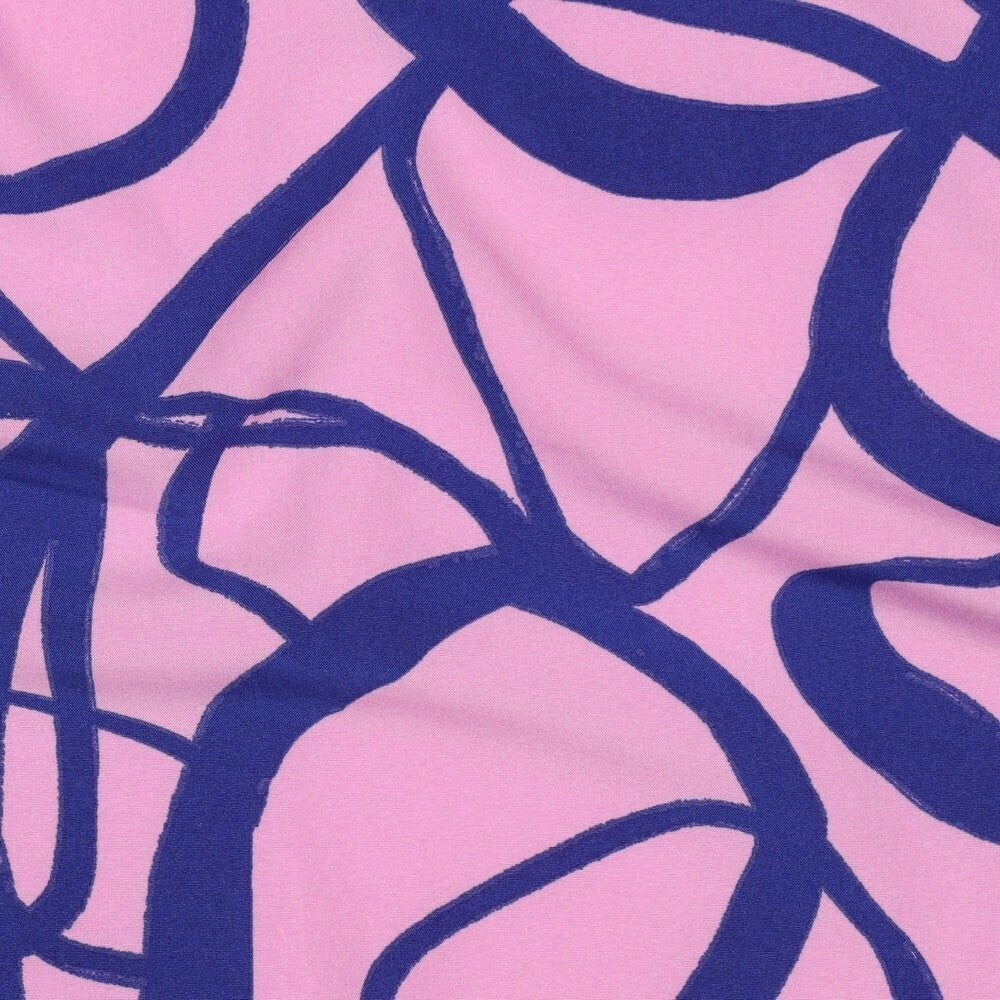 Webware Stretch abstrakt floral - blau/rosa