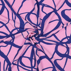Webware Stretch abstrakt floral - blau/rosa