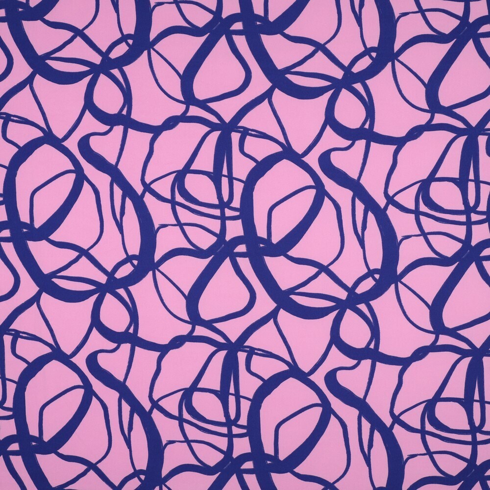 Webware Stretch abstrakt floral - blau/rosa
