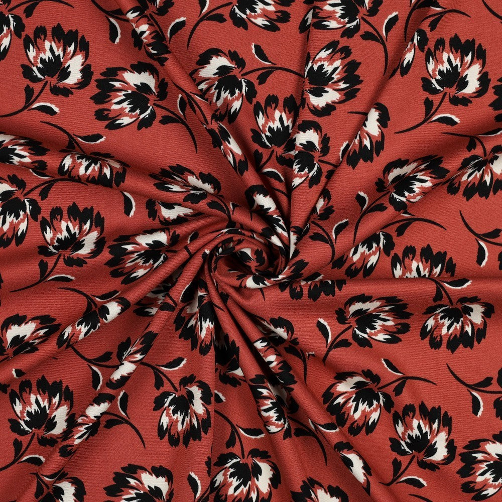 Viskose Stretch Twill Flower - terracotta *Videovorstellung*