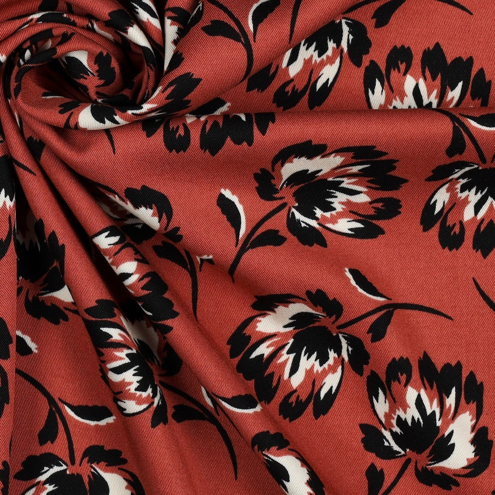 Viskose Stretch Twill Flower - terracotta *Videovorstellung*