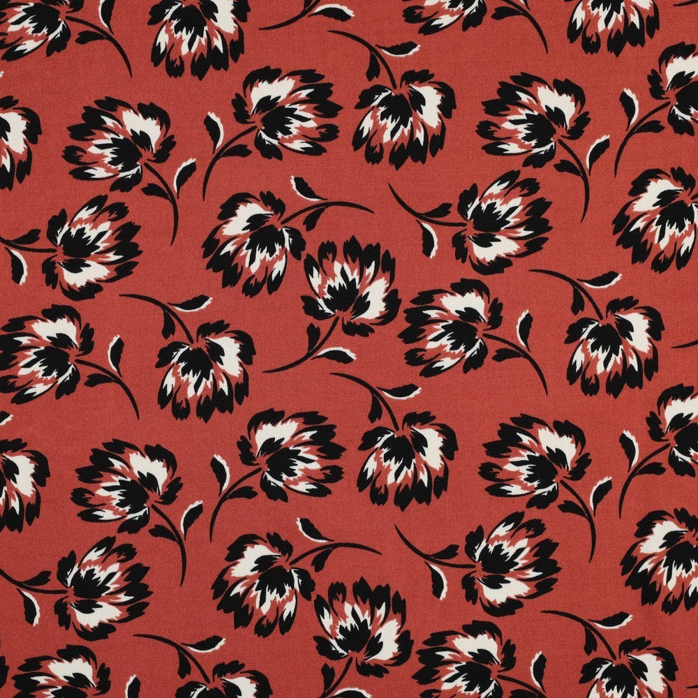 Viskose Stretch Twill Flower - terracotta *Videovorstellung*