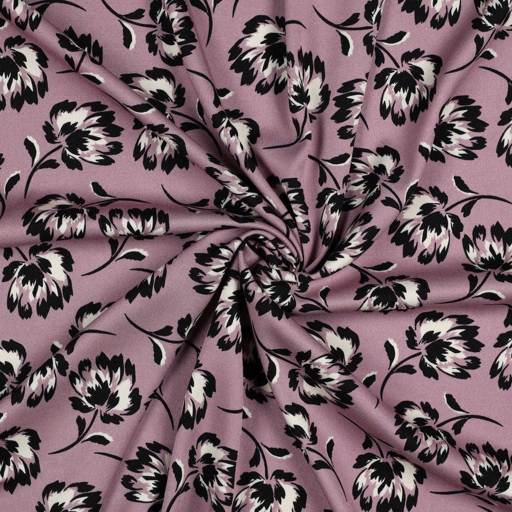 Viskose Stretch Twill Flower - malve *Videovorstellung*