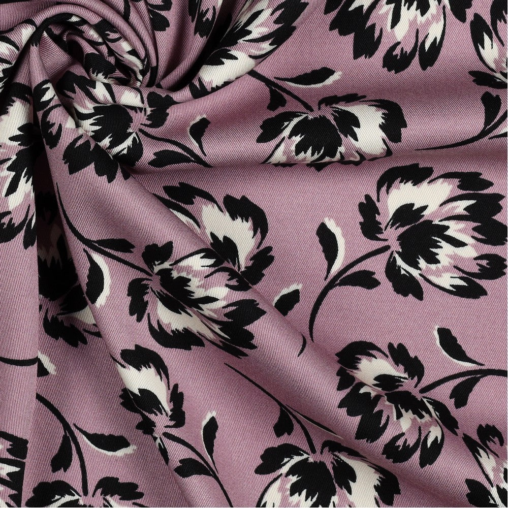 Viskose Stretch Twill Flower - malve *Videovorstellung*