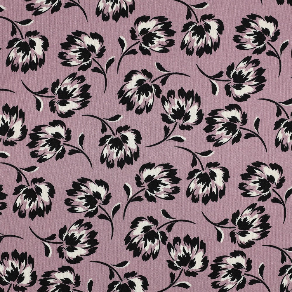 Viskose Stretch Twill Flower - malve *Videovorstellung*