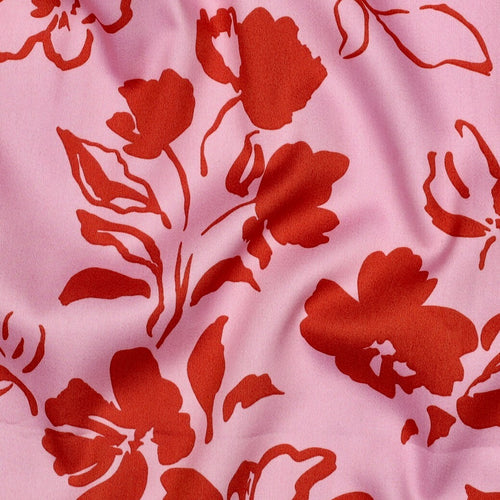 Baumwoll Satin "Flowers" - hellrosa