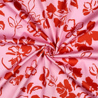 Baumwoll Satin "Flowers" - hellrosa