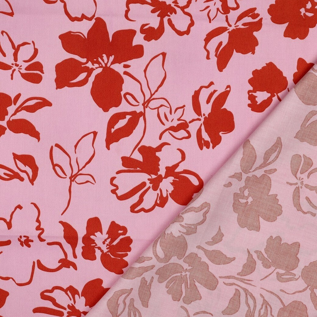 Baumwoll Satin "Flowers" - hellrosa