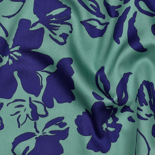 Baumwoll Satin "Flowers" - grün