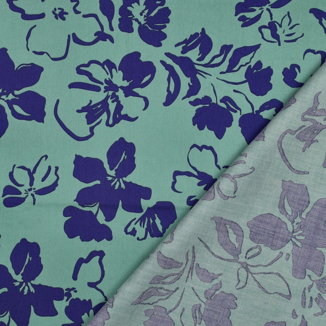 Baumwoll Satin "Flowers" - grün