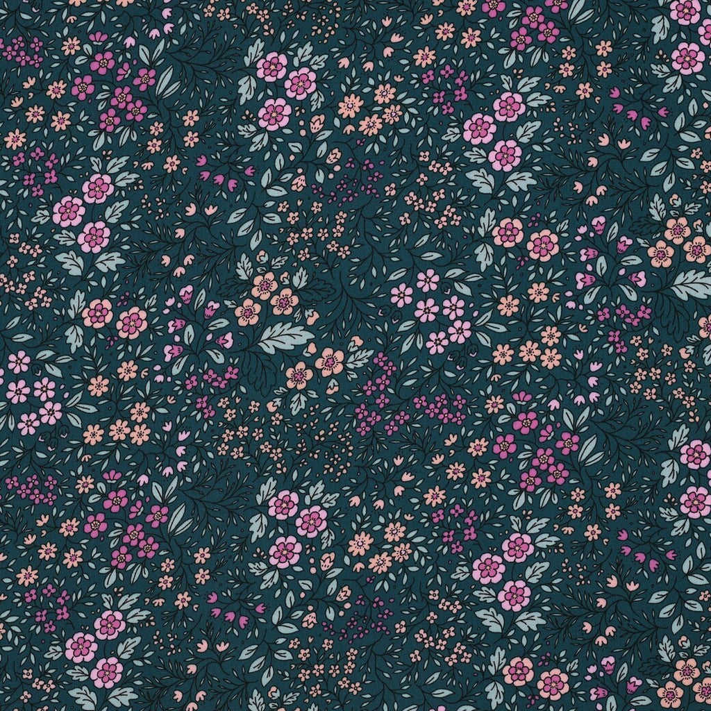 Viskose "Streublumen" - petrol