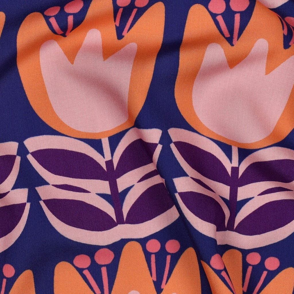 Viskose "Tulpen" - kobalt