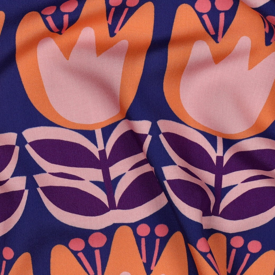 Viskose "Tulpen" - kobalt