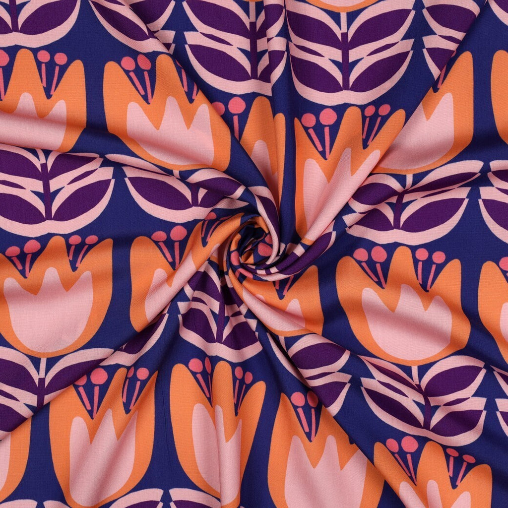 Viskose "Tulpen" - kobalt