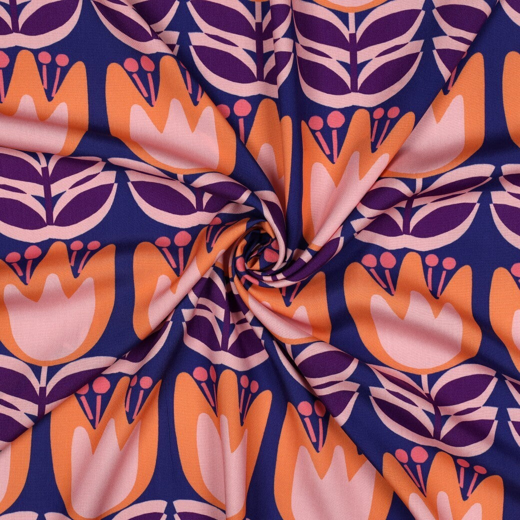 Viskose "Tulpen" - kobalt
