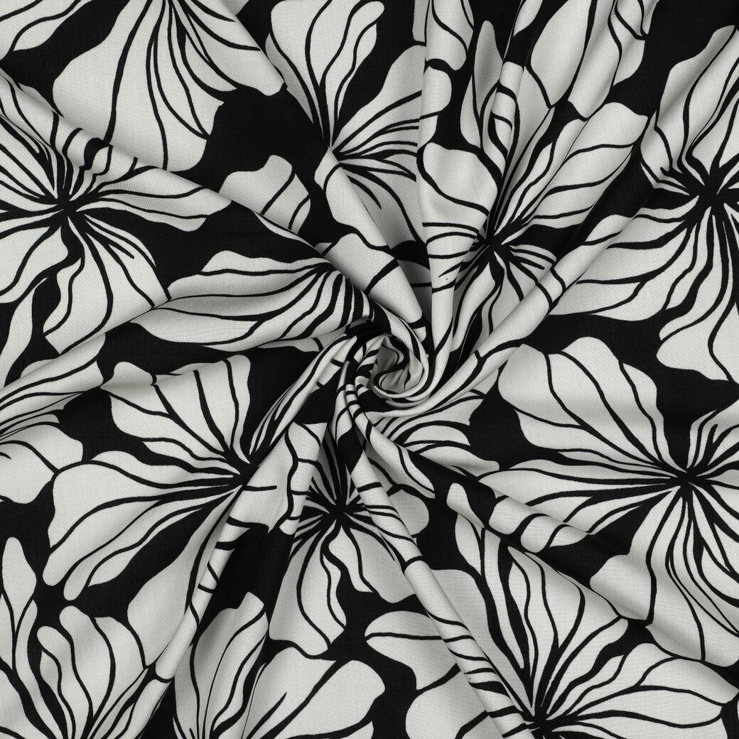 Viskose "floral" - schwarz