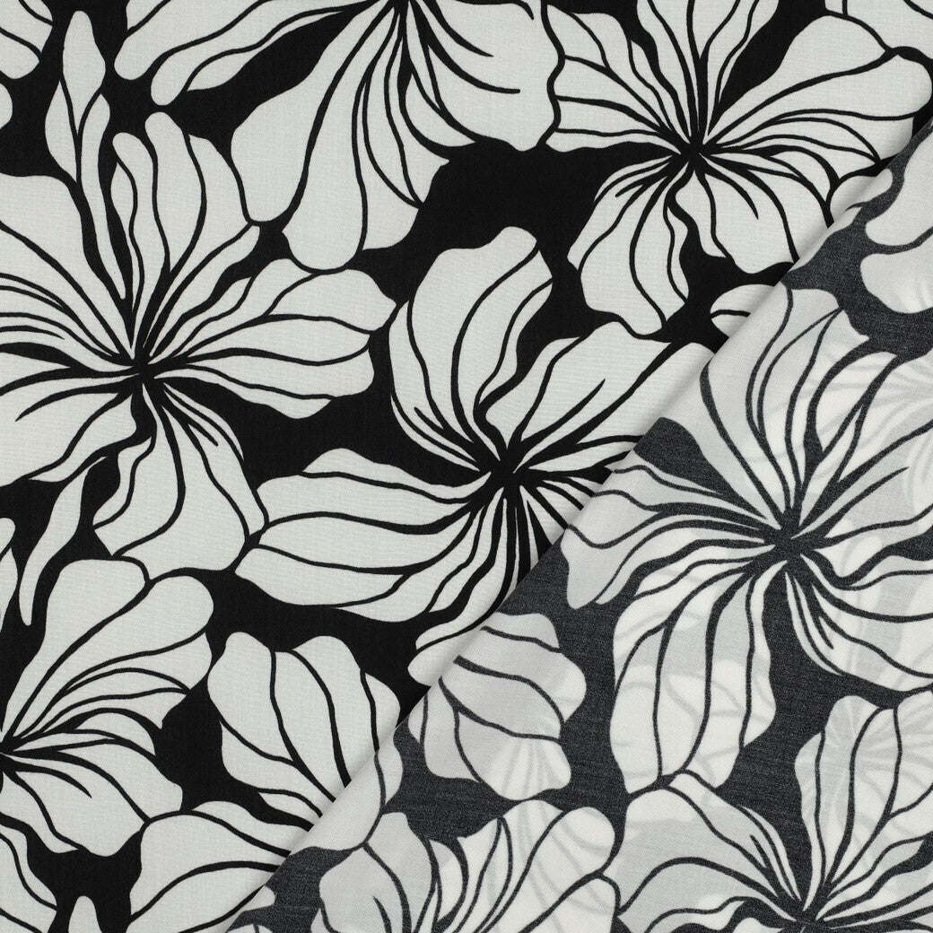 Viskose "floral" - schwarz