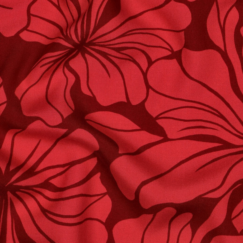 Viskose "floral" - rot - Reststück 2,0M