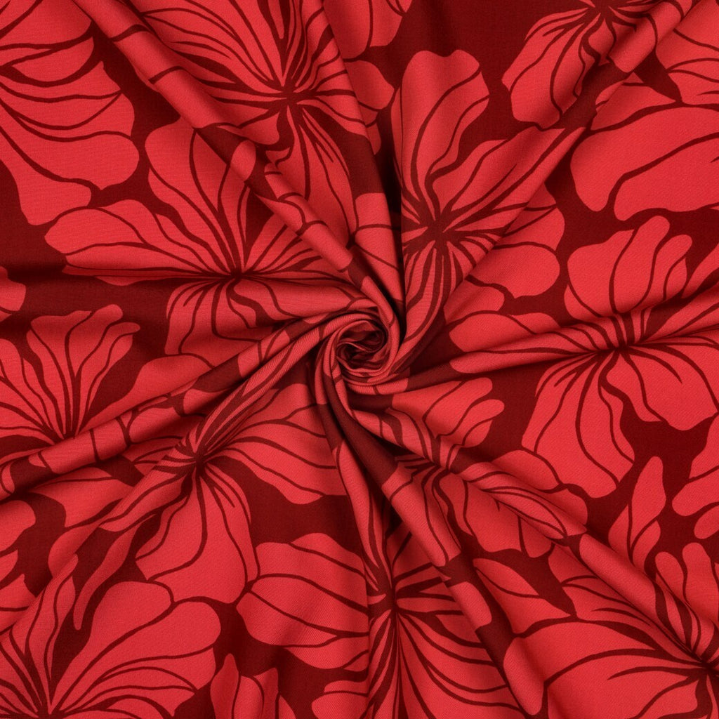 Viskose "floral" - rot - Reststück 2,0M