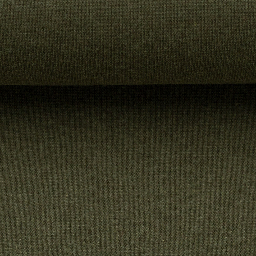Bündchen Melange Uni Basic - khaki / Stoff "Heike" von Swafing