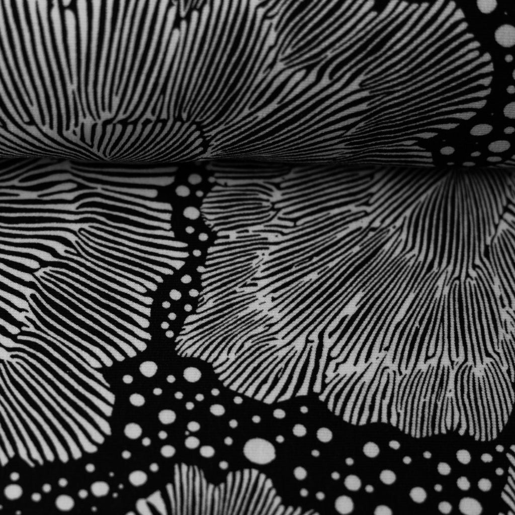 Modal French Terry von Swafing - "Flores de hielo" by Bienvenido Colorido schwarz/ecru *Video*
