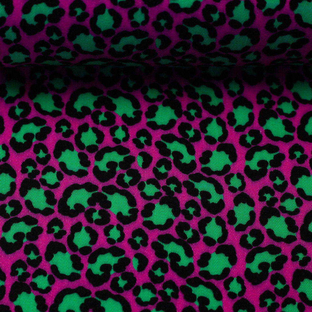 Viskose Webware "Ann" von Swafing - Leo pink/grün