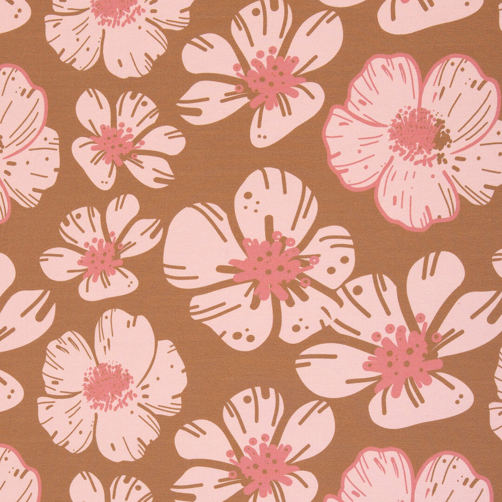 Modal French Terry Swafing - "Flower Dream" by Colu, Hibiskus ocker