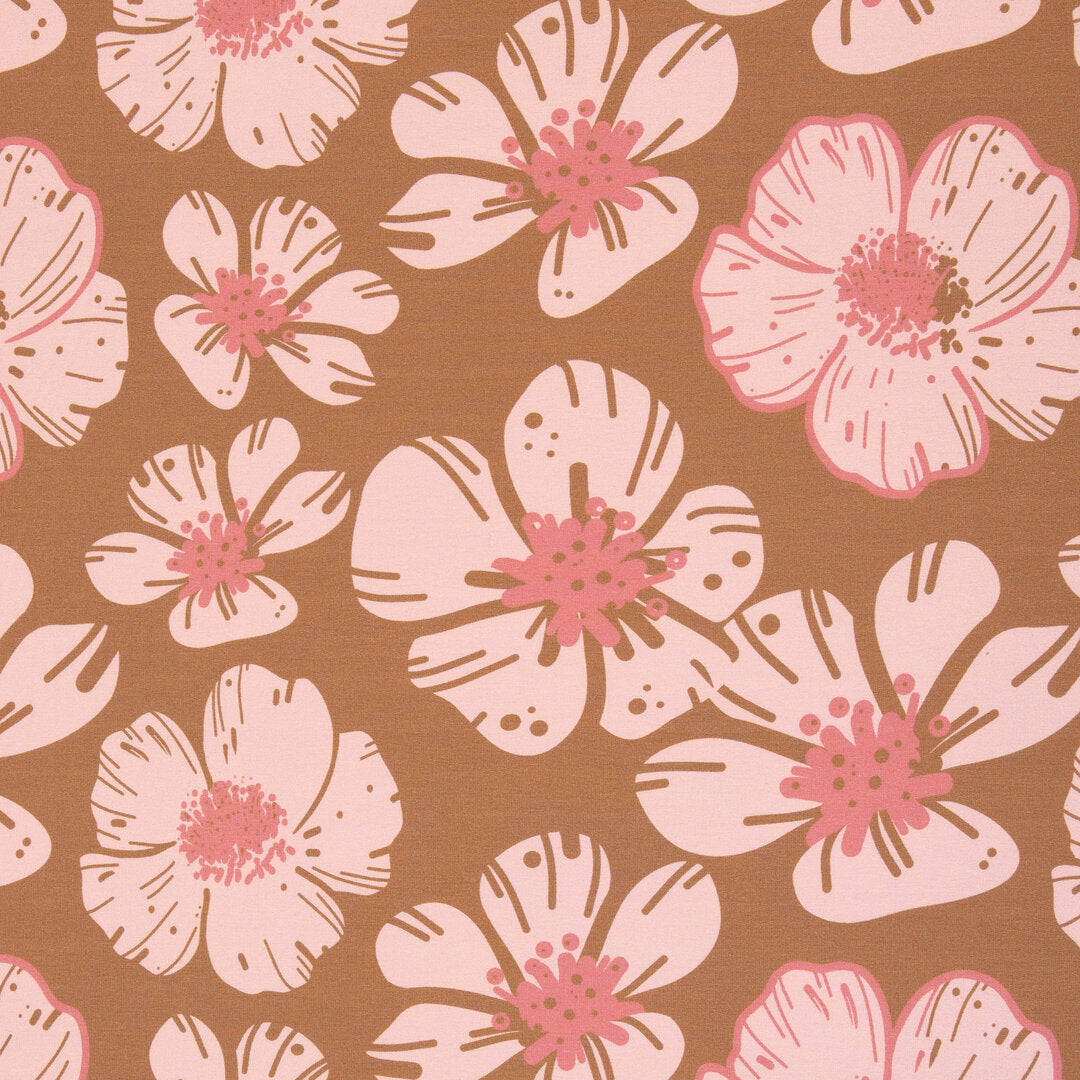 Modal French Terry Swafing - "Flower Dream" by Colu, Hibiskus ocker
