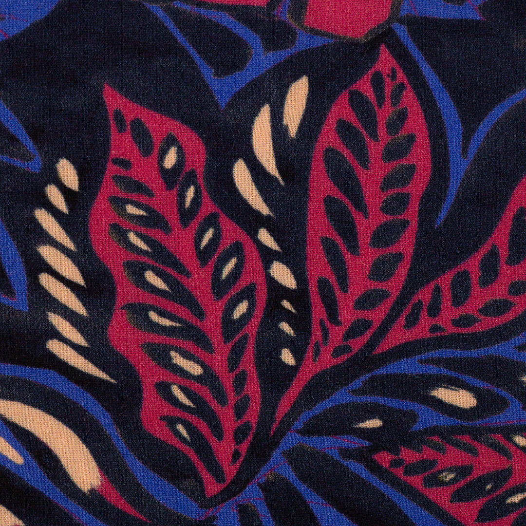 Viskose "Julia" Swafing - blau Blättermuster