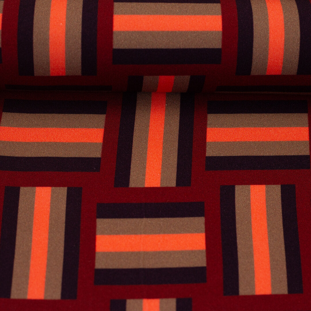 Viskose Webware Geoluxe Braid Stripe by Kibadoo - rot/koralle