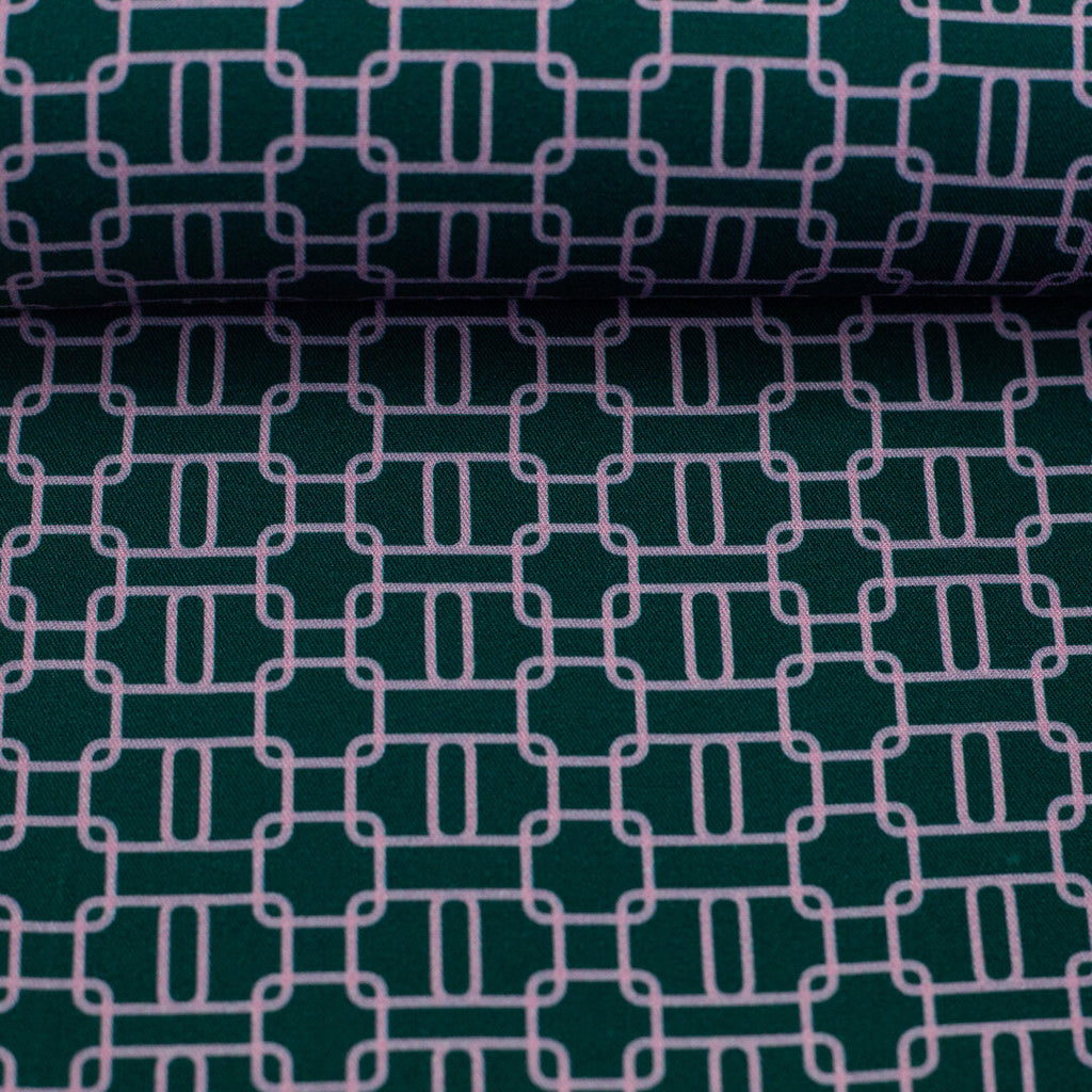 Viskose Webware Geoluxe Chain Twist by Kibadoo - grün/rosa