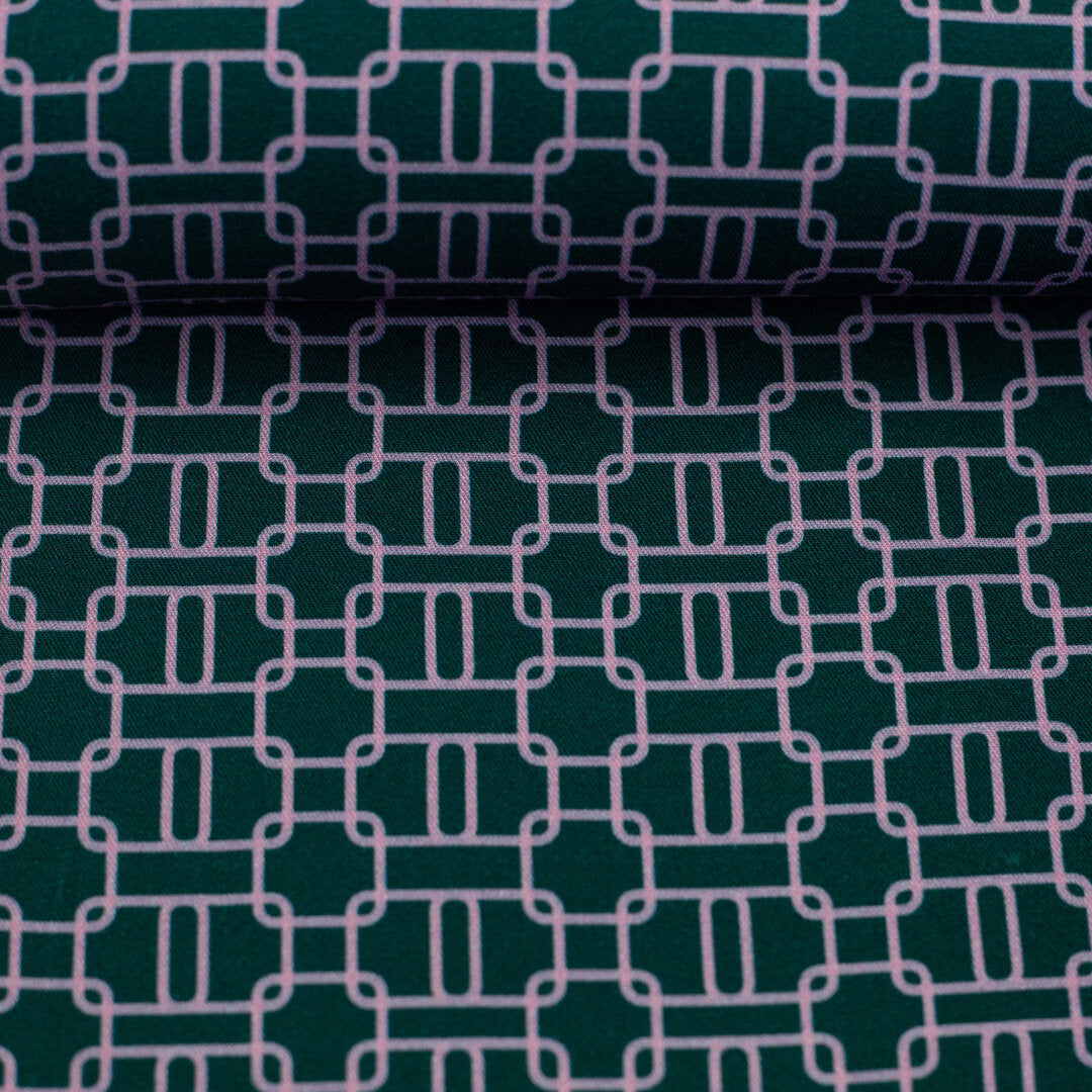 Viskose Webware Geoluxe Chain Twist by Kibadoo - grün/rosa