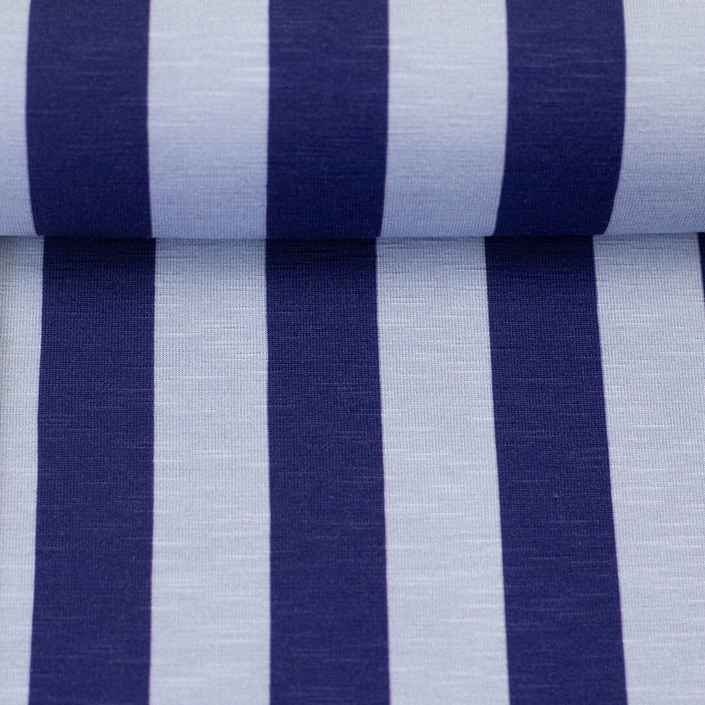 Viskosejersey "Happy Stripes" by Cherry Picking, Swafing - hellblau/dunkelblau