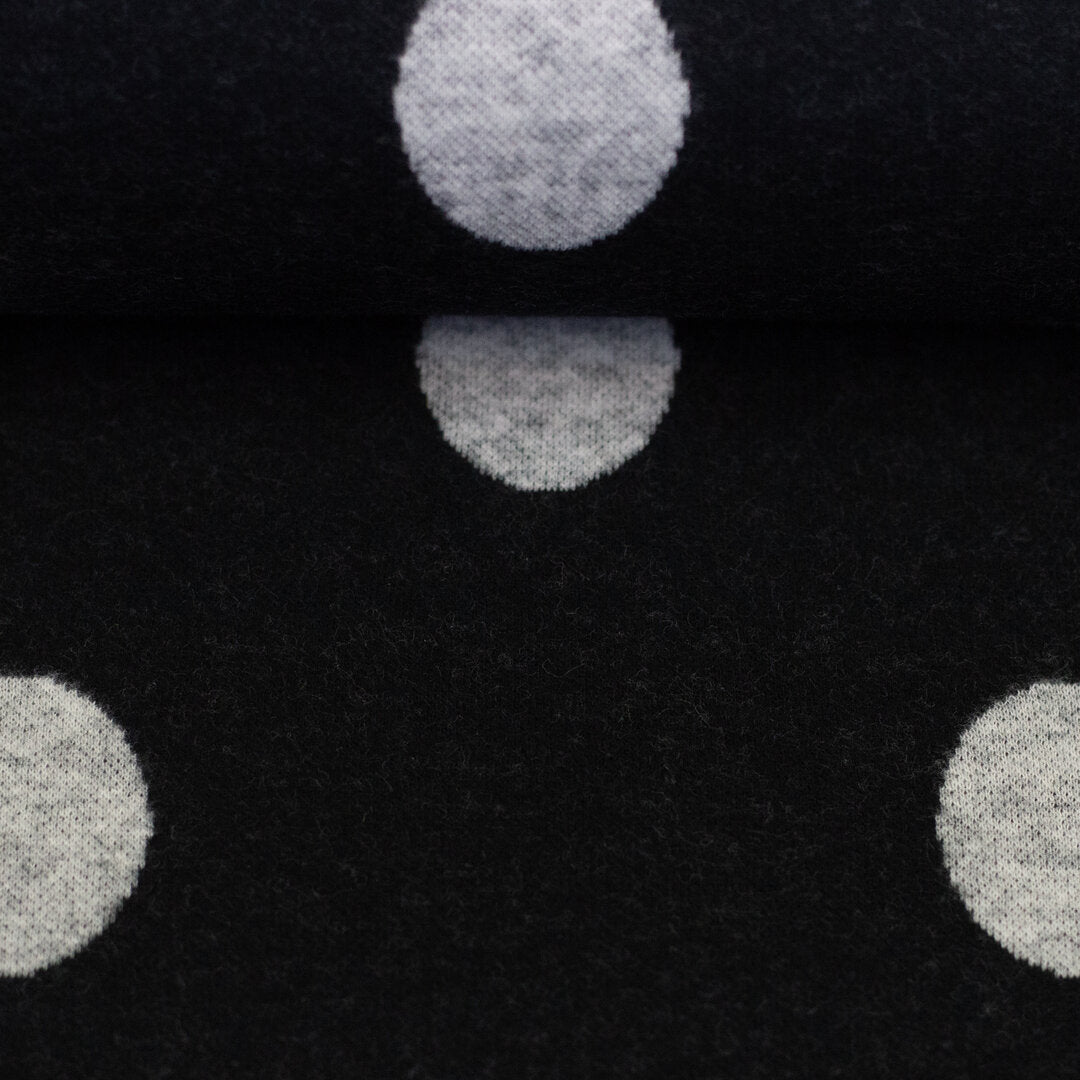 Jacquard Jersey "Emily" Swafing - Tupfen naturweiß/schwarz